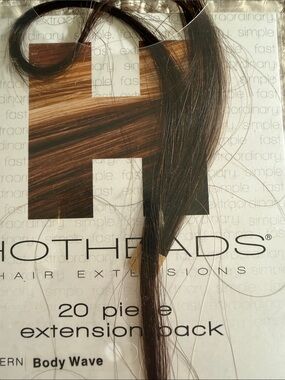 Body Wave Hair Tape-On Extensions - Dark Brown #24 (6 Piece Pack). 10-12” long.